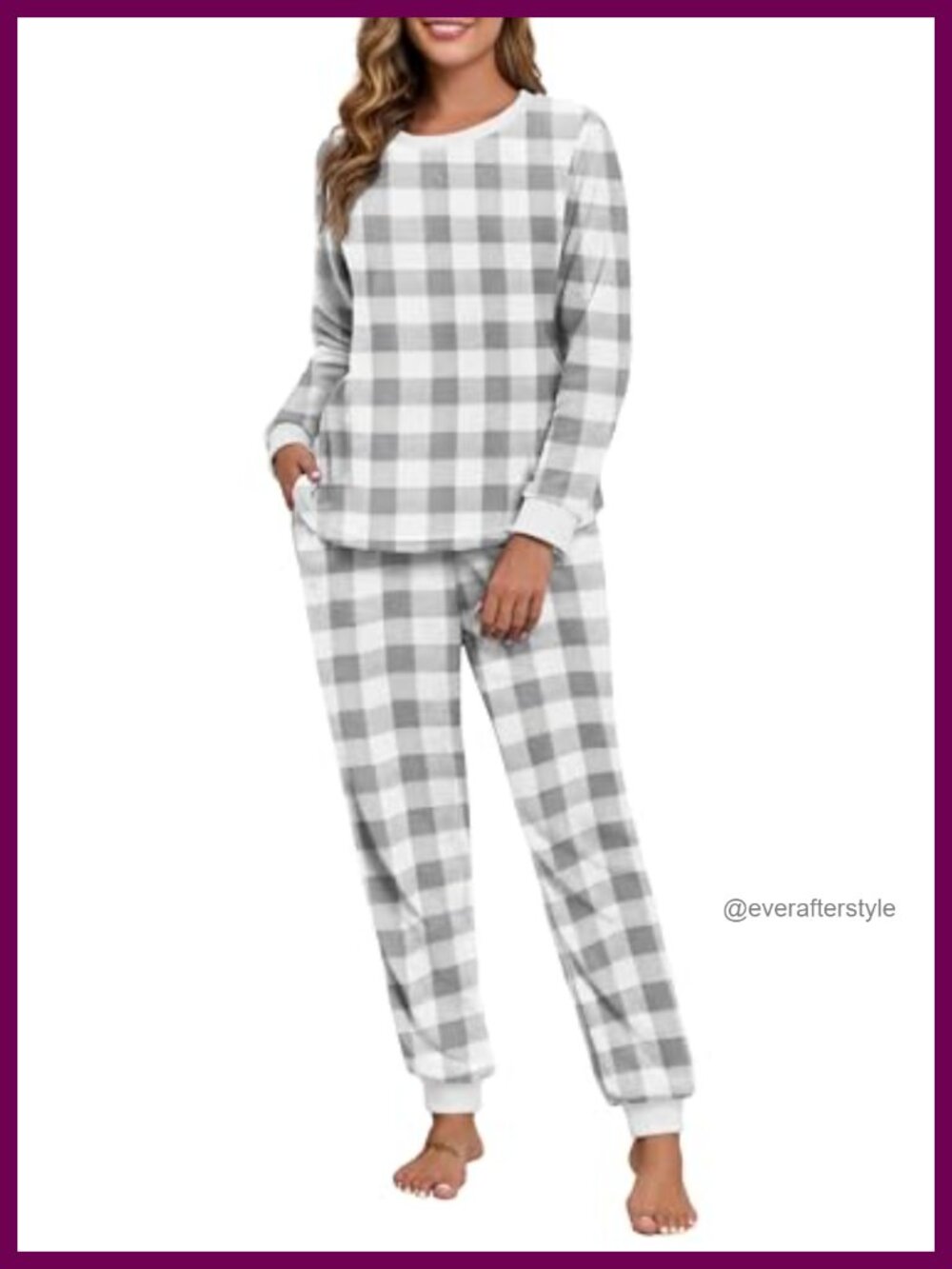 Flannel Pajama Set Women Winter Warm Soft Relaxed Fit 2-Piece